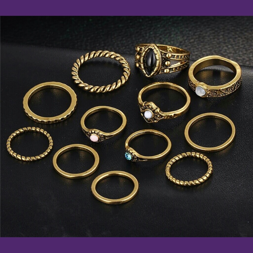 Hot 12pc Boho Midi Ring Set~NEW - Picture 2 of 4