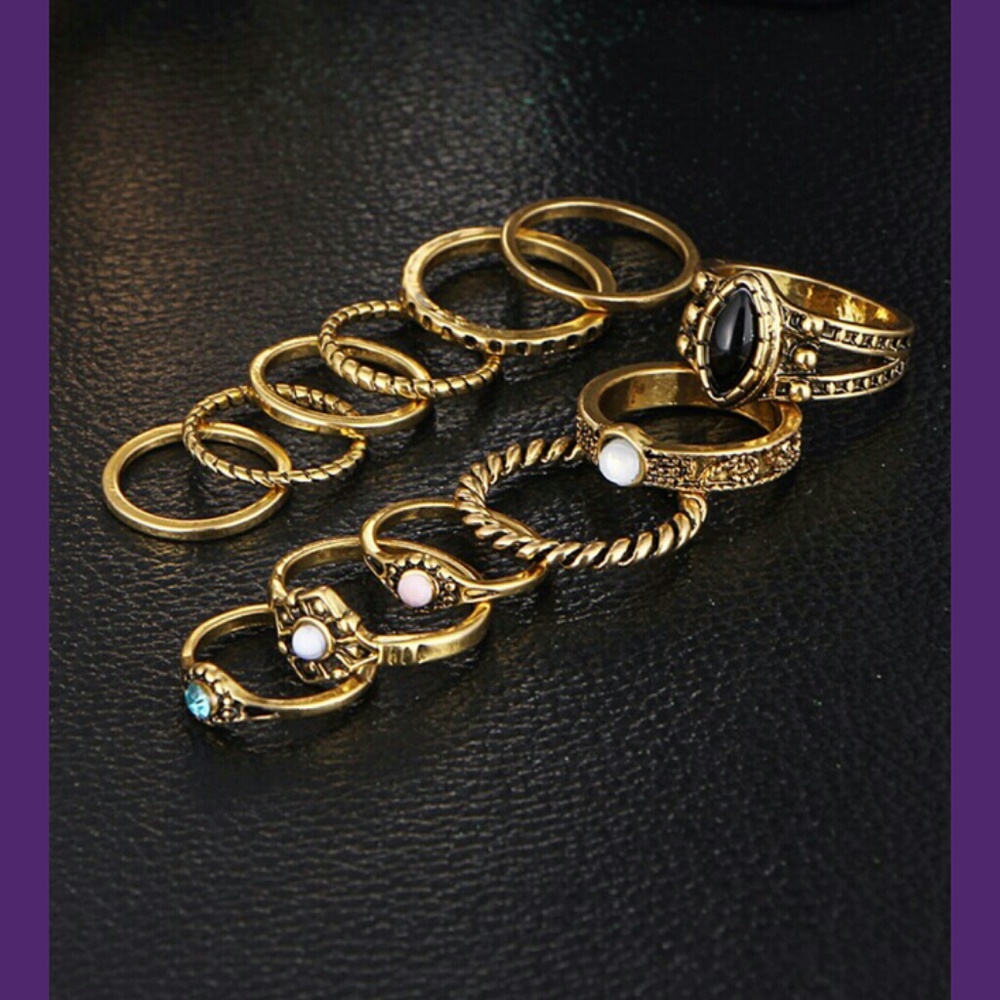 Hot 12pc Boho Midi Ring Set~NEW - Picture 3 of 4