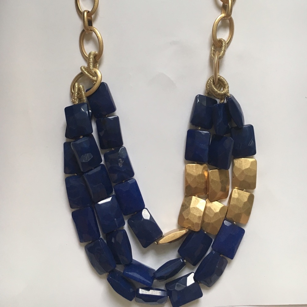 Cobalt/Gold Stone Necklace