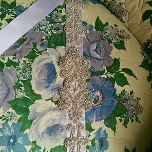 Lilac, crystal embellished wedding sash