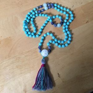 Handmade knotted howlite mala necklace