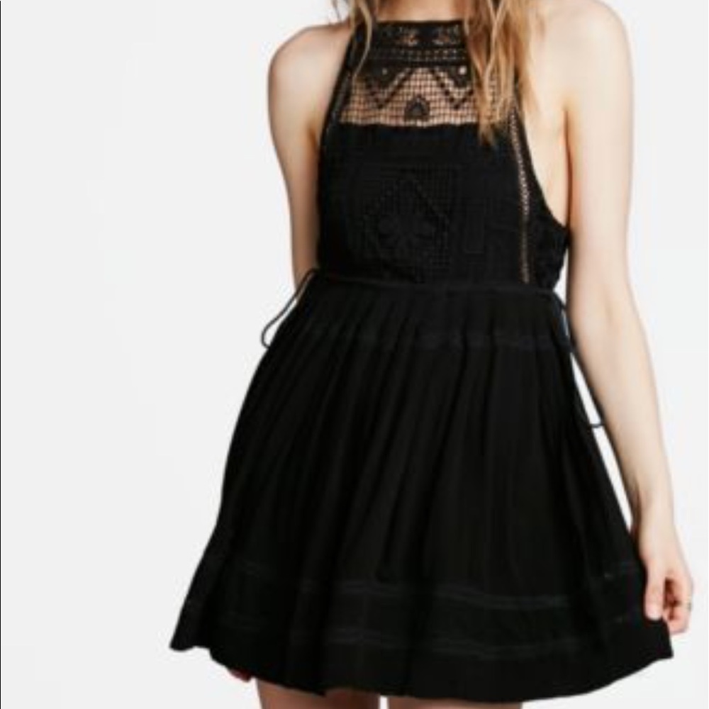 Free people Black Emily crochet dress