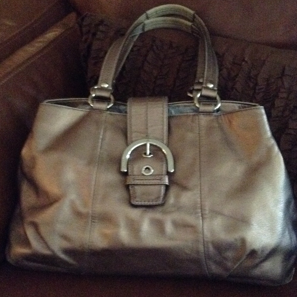 COACH  Bronze leather  bag EUC !