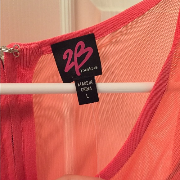 2B BEBE Pink/salmon bodycon dress. Size L - Picture 4 of 4