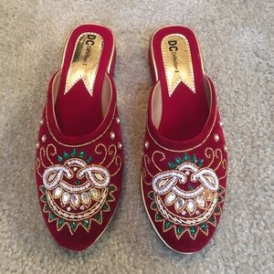  Handmade Embroidered Velvet Mule Loafers Handmade Embroidered Velvet Mule Loafers