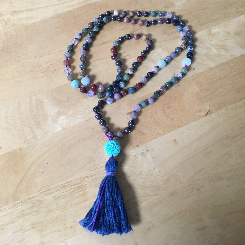 Handmade knotted mala necklace