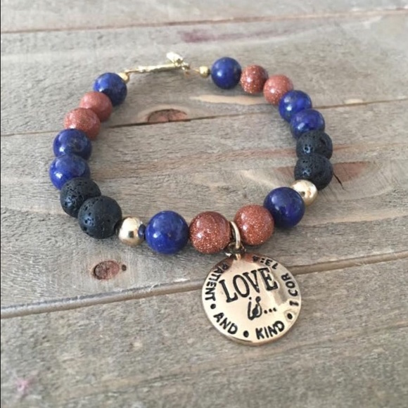 🎉HP🎉Handmade Gemstone Beaded Charm Bracelet - Picture 3 of 3