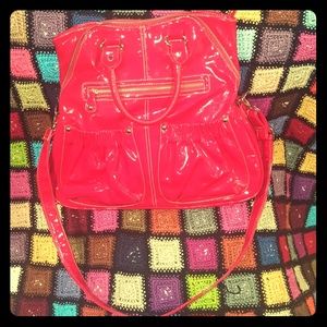 BNWOT RED SATIN LEATHER BARNEYS NY BAG