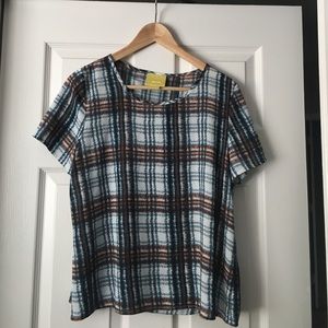 Anthropologie Blue Plaid Blouse