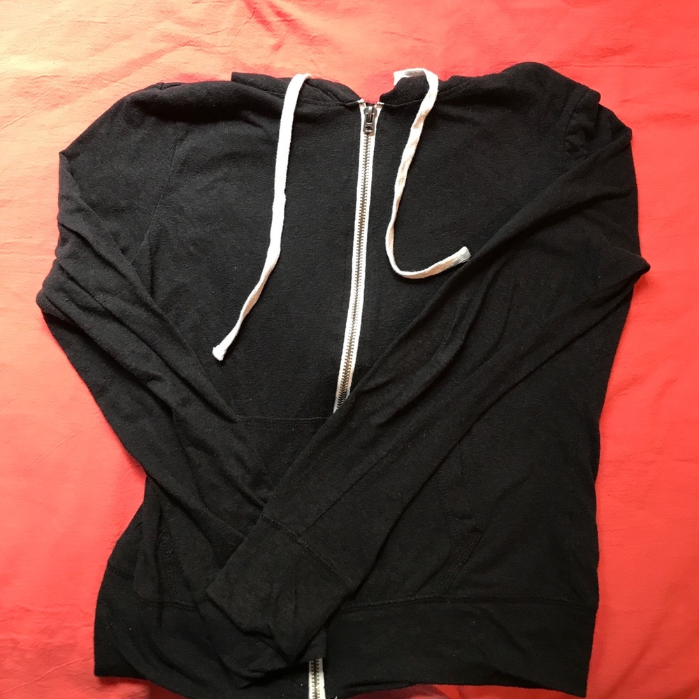 black zip up hoodie
