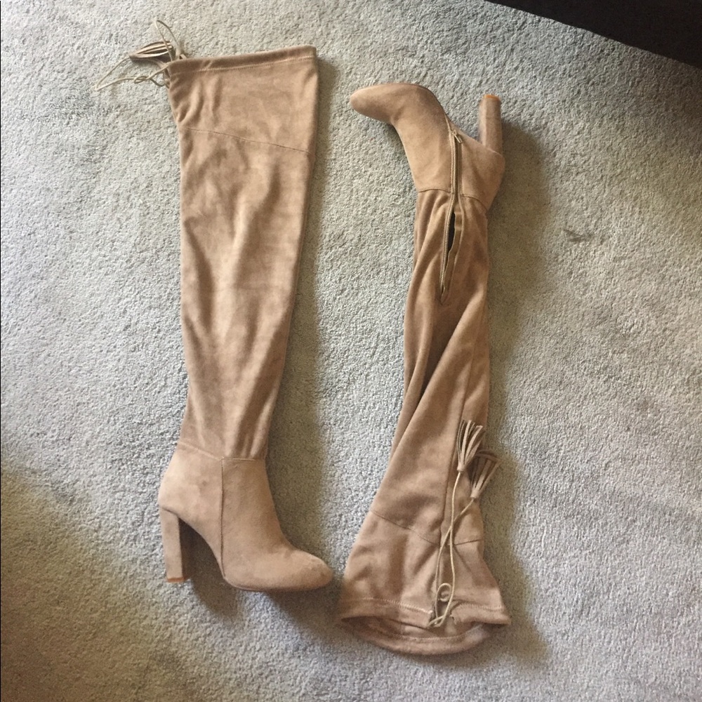 Taupe thigh high boots NWOT