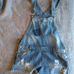 Denim Overall Shorts