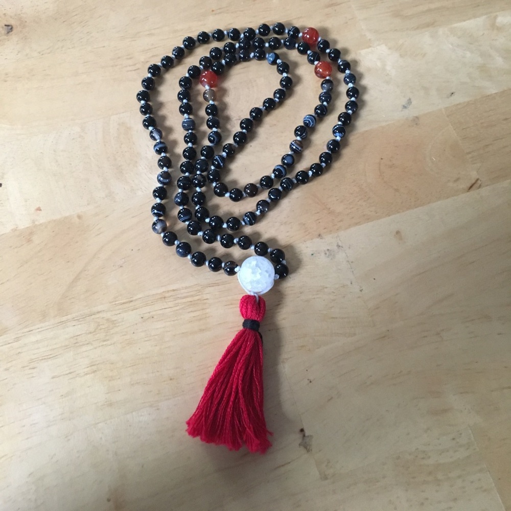 Handmade knotted mala necklace