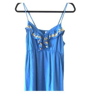 Blue and Gold Embroidered Dress