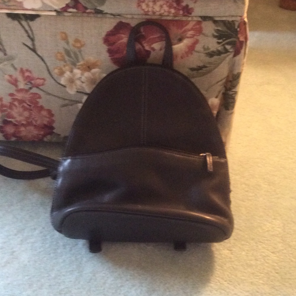 Black leather mini back pack