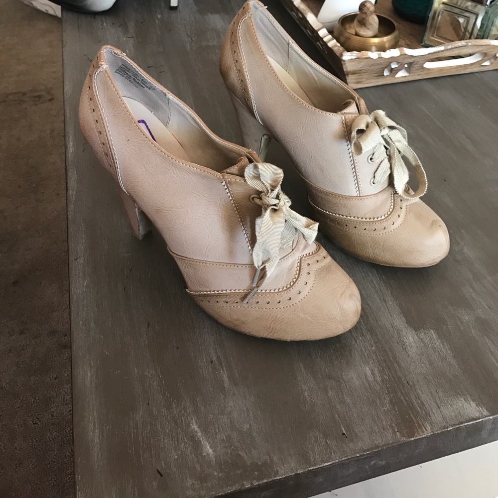 tan lace up heels