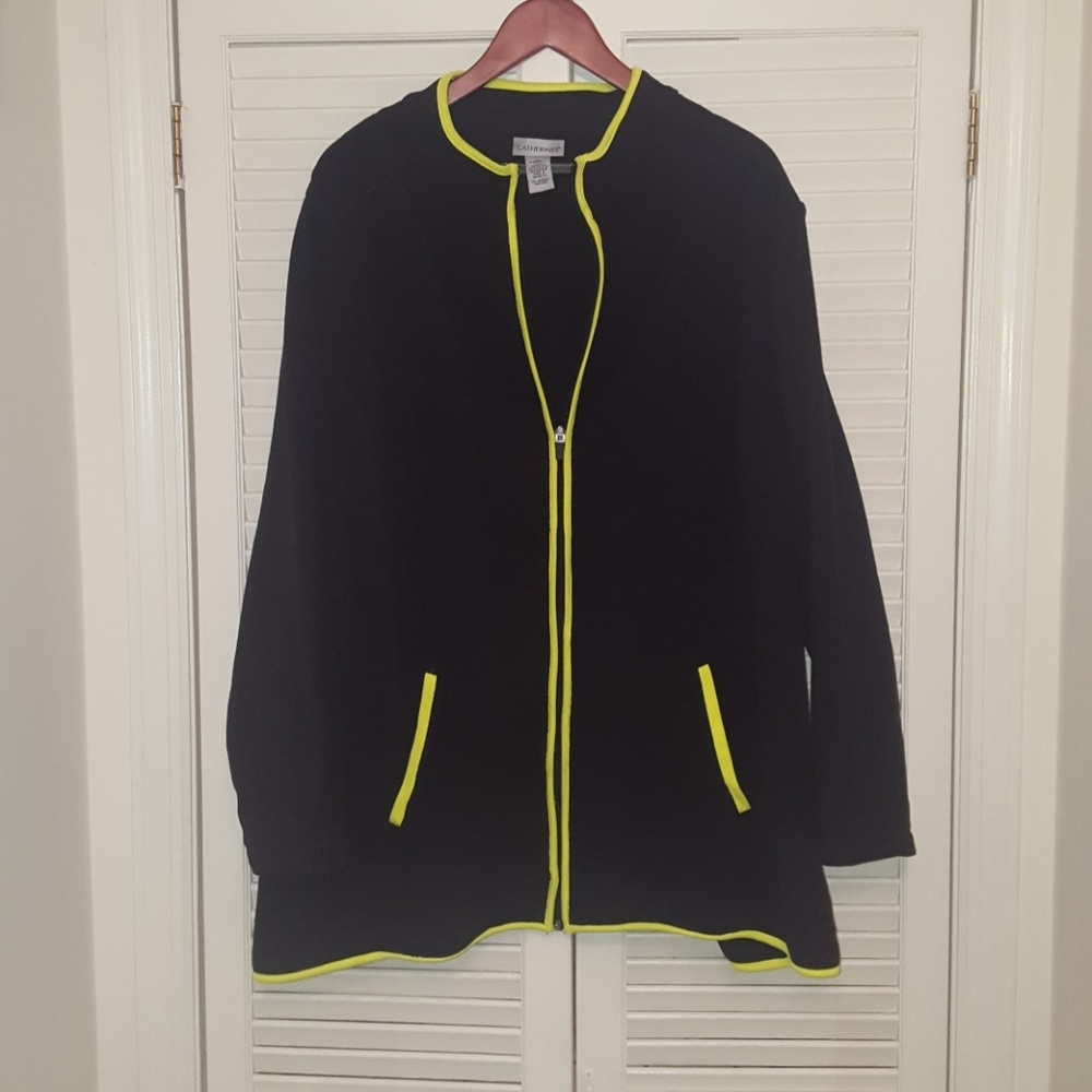 BNWOT CATHERINE'S BLK YELLOW ZIP UP SZ 3X