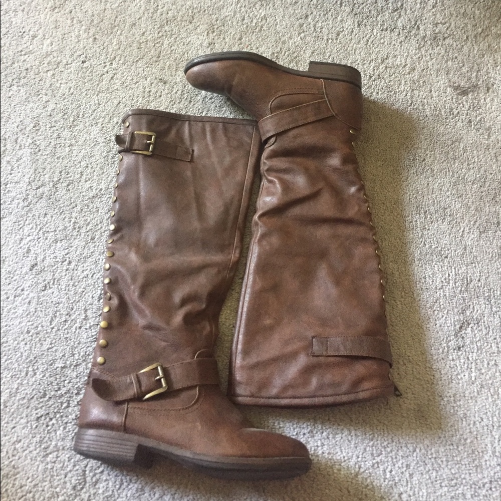 Brown knee high boots