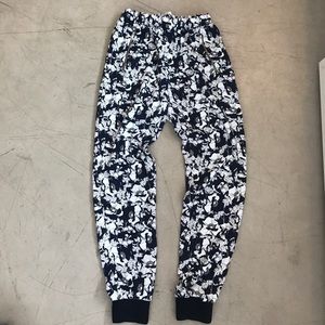 Zara navy blue patterned jogger pants