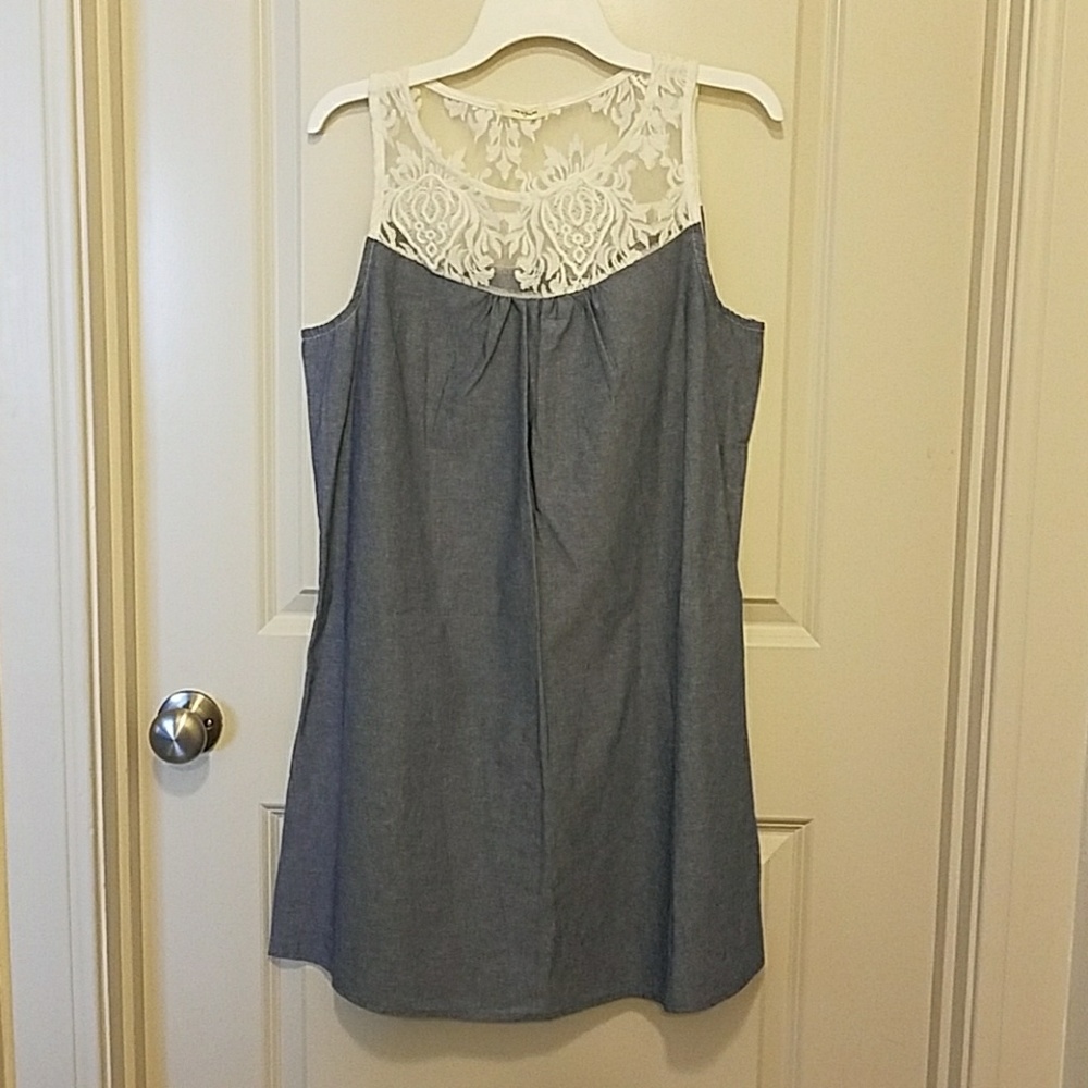 Blue Denim Dress with lace top