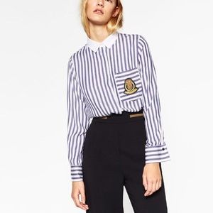 Zara striped shirt with patch