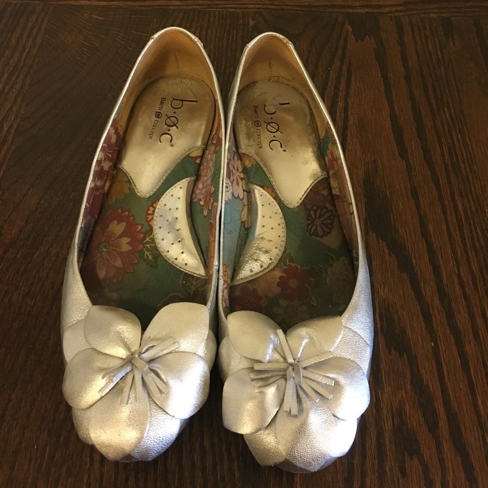 Silver ballet flats
