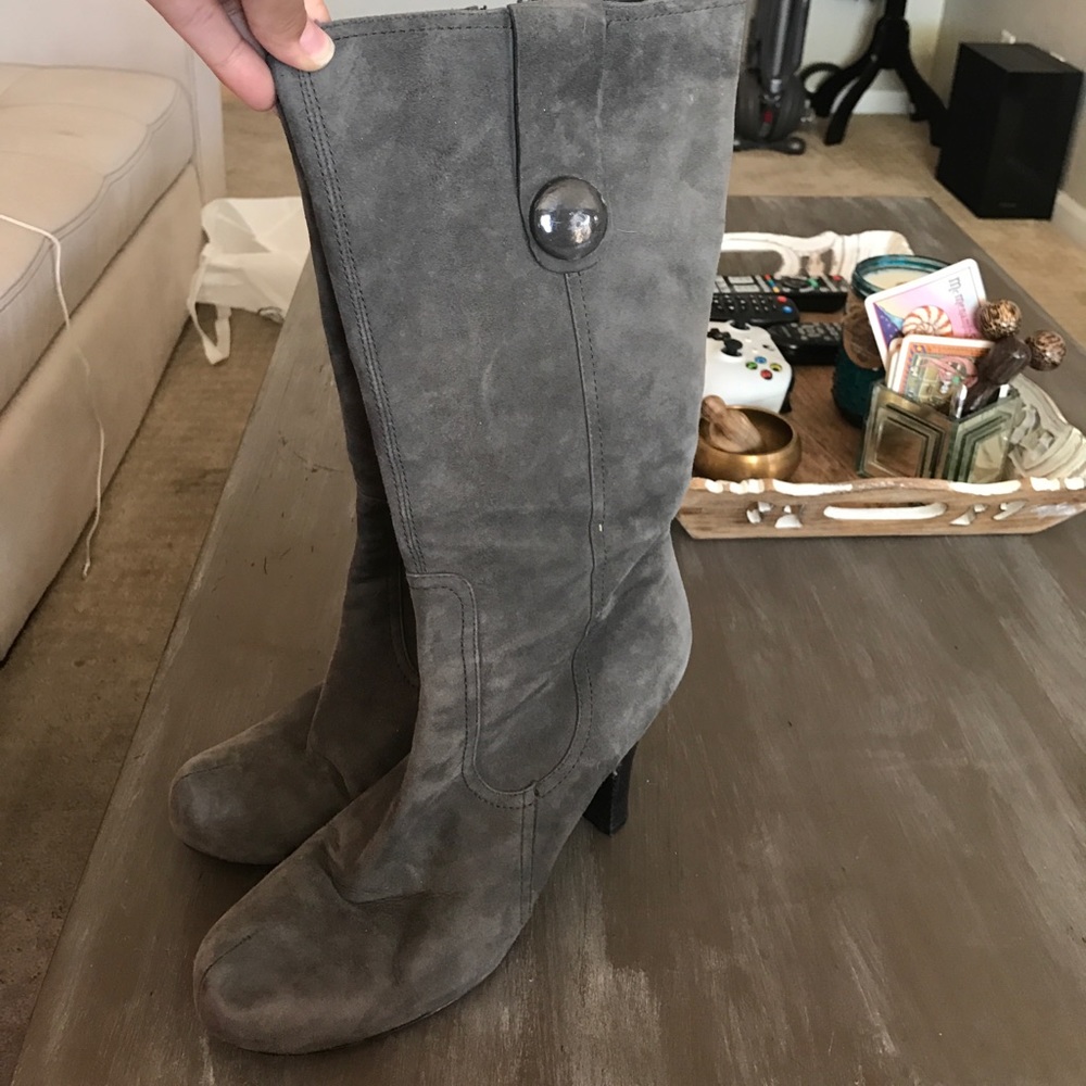 Gray suede boots
