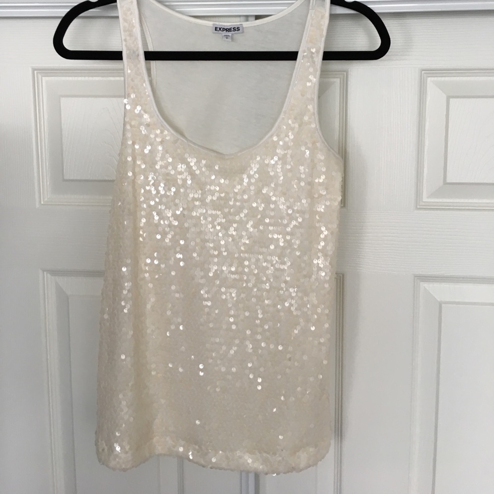 NWOT Express off white sequin tank top