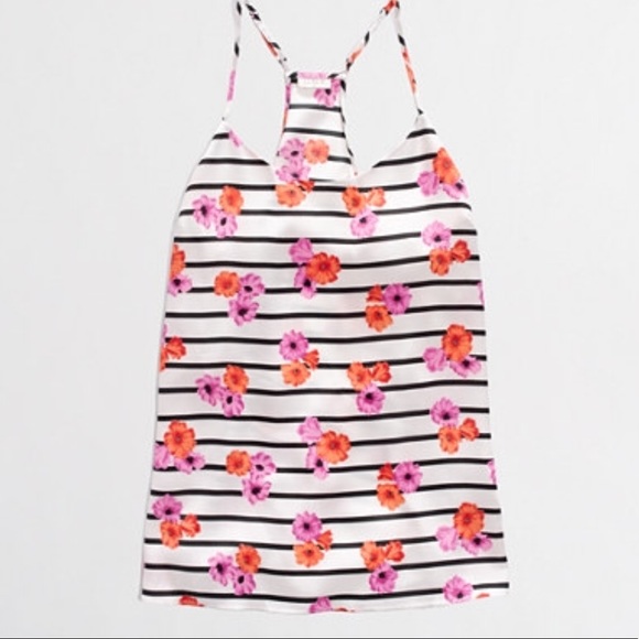 J. Crew Tops - J.Crew Striped Racerback Floral size 4 NWT
