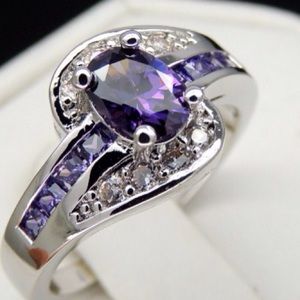 Purple Classic Crystal Ring