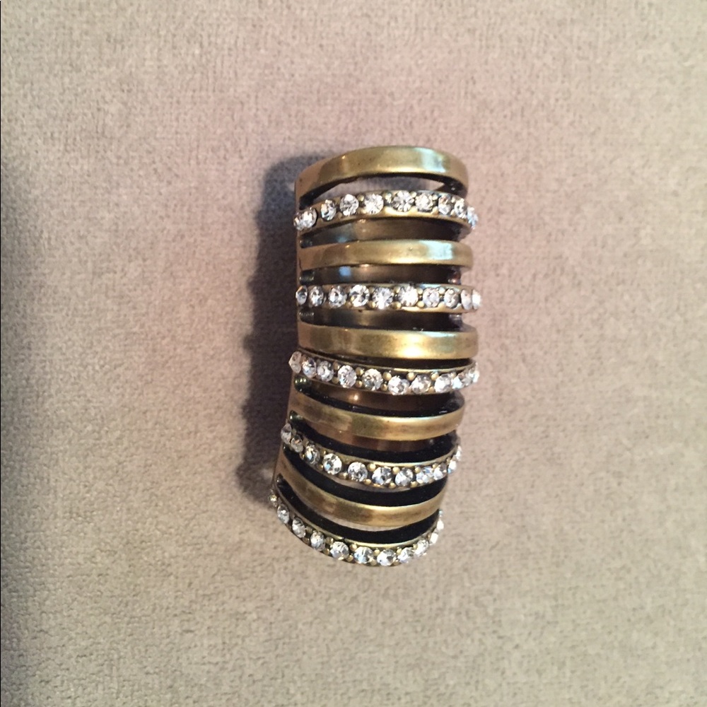 SooIhnKim Stella Gold and Crystal Armor Ring, Sz 7