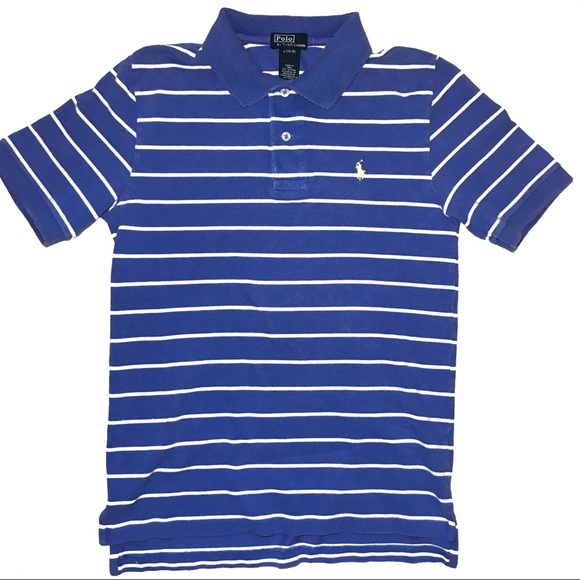 Ralph Lauren Polo Striped Boys Shirt L Blue &White - Picture 1 of 4