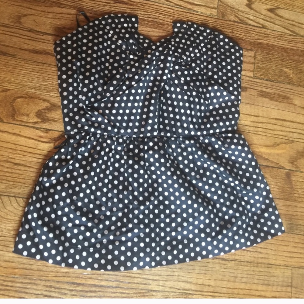 Anthropologie polka dot strapless top