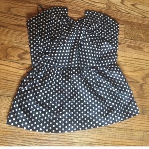 Anthropologie polka dot strapless top