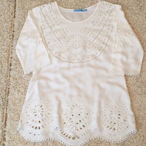 NWOT Bright White 3/4 sleeve cover-up