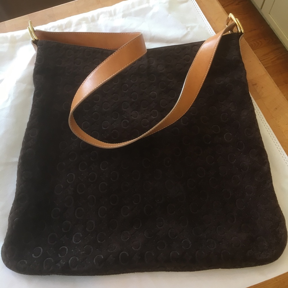 Pristine Celine Brown Suede Monogram Shoulder Bag - image 1