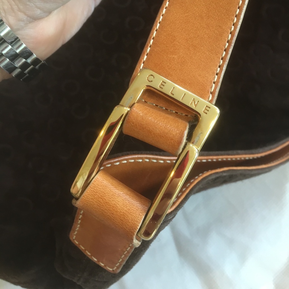 Pristine Celine Brown Suede Monogram Shoulder Bag - image 3