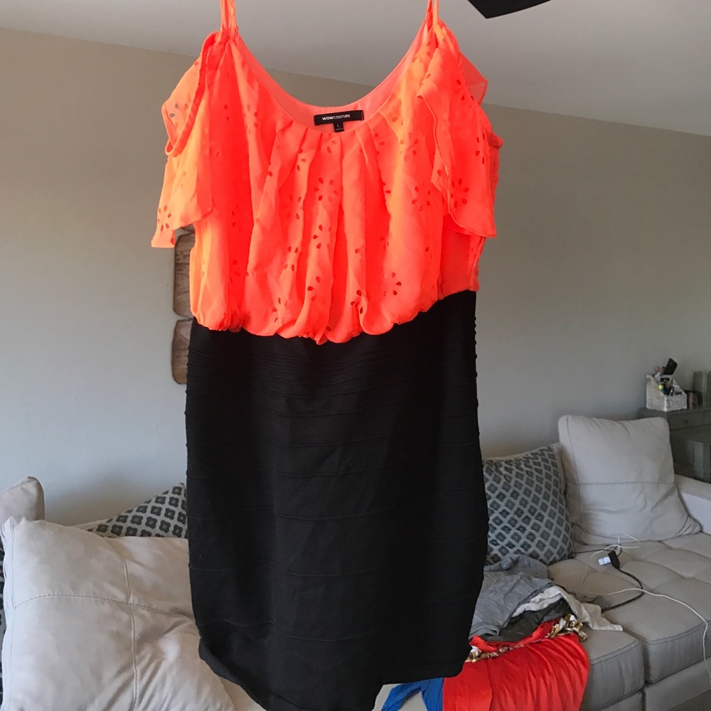 Sexy black and orange mini dress