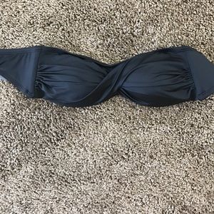 Strapless black swim top