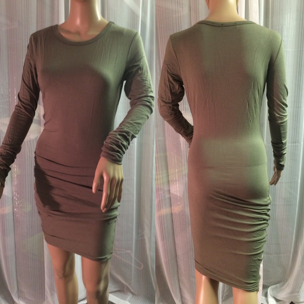 Ruched long sleeve dress