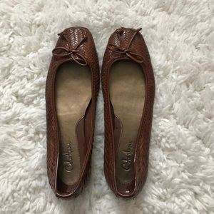 Cole Haan brown woven flats