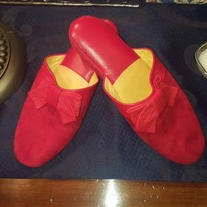 AUTHENTIC GUCCI RED LEATHER SLIPPERS SZ 9