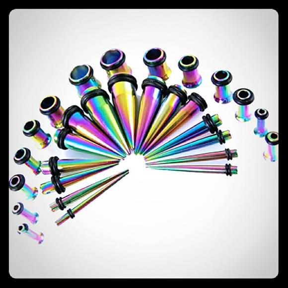 Ear gauging kit tapers and plugs. Stainless steel - Picture 1 of 1