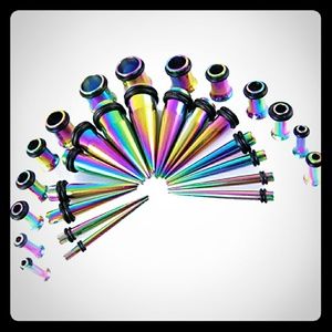 Ear gauging kit tapers and plugs. Stainless steel