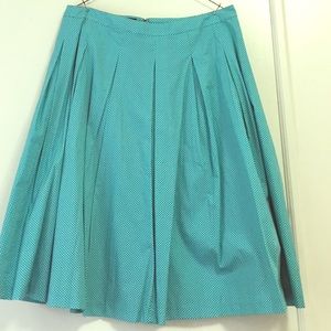 Blue polka dotted full pleated skirt