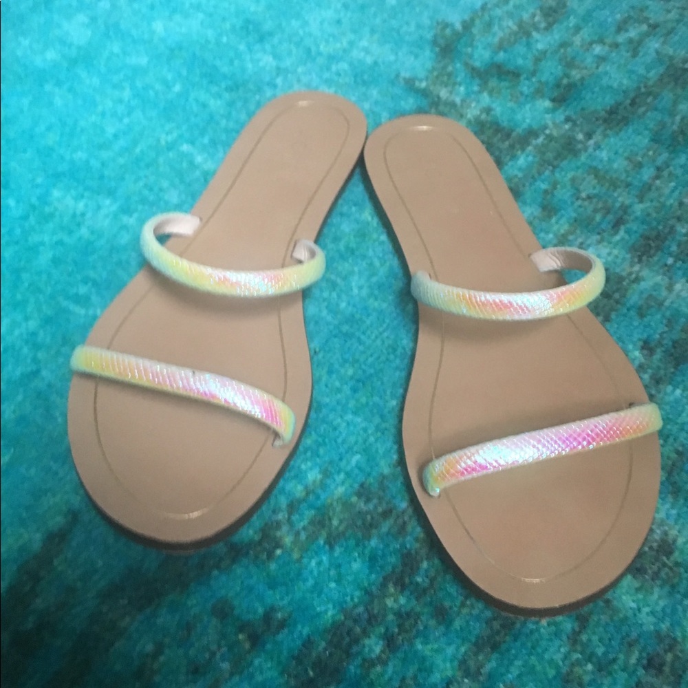 J Crew Isla Crosshatch Slides Hologram