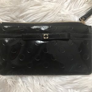 Kate Spade Black Polka Dot Bow Wristlet Wallet