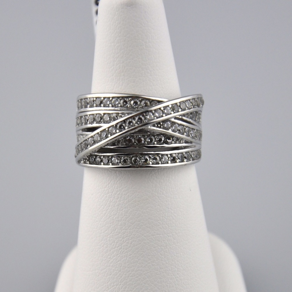 AAA Cubic Zirconia Stainless Steel Statement Ring - Picture 3 of 7