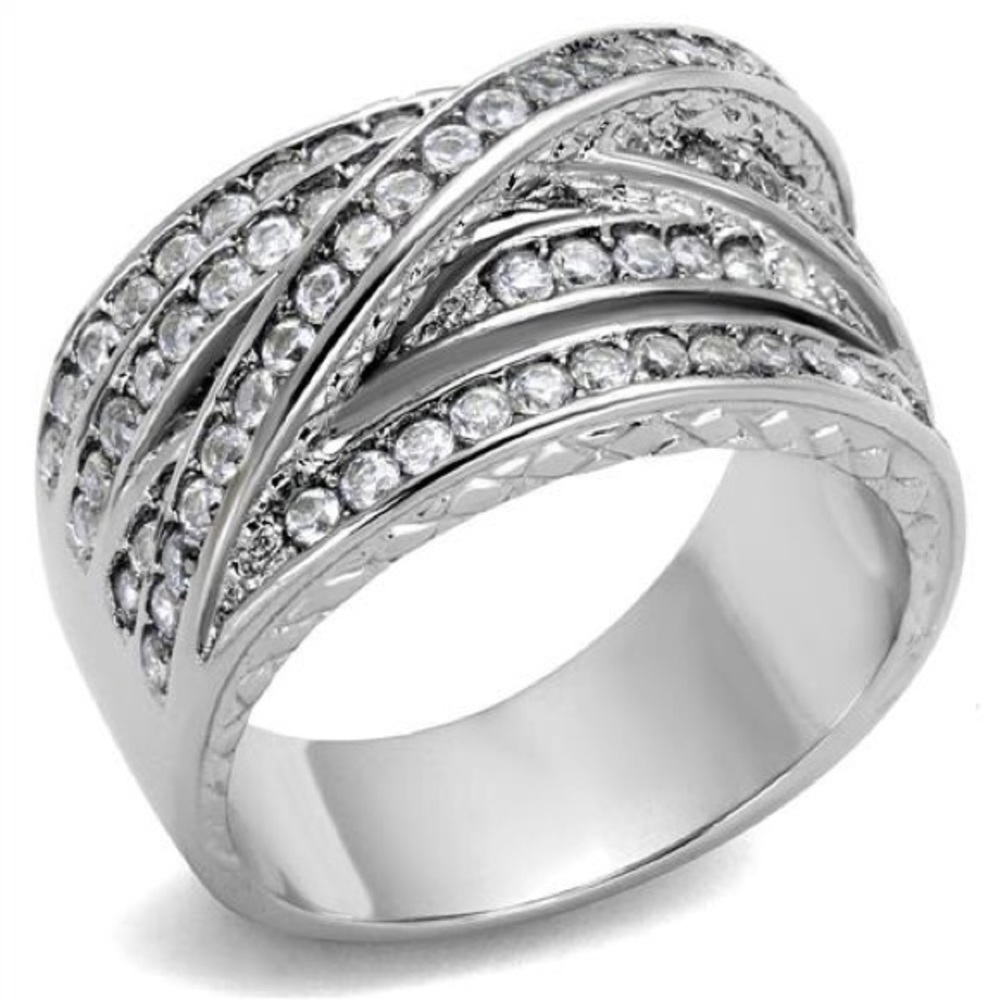 AAA Cubic Zirconia Stainless Steel Statement Ring - Picture 7 of 7