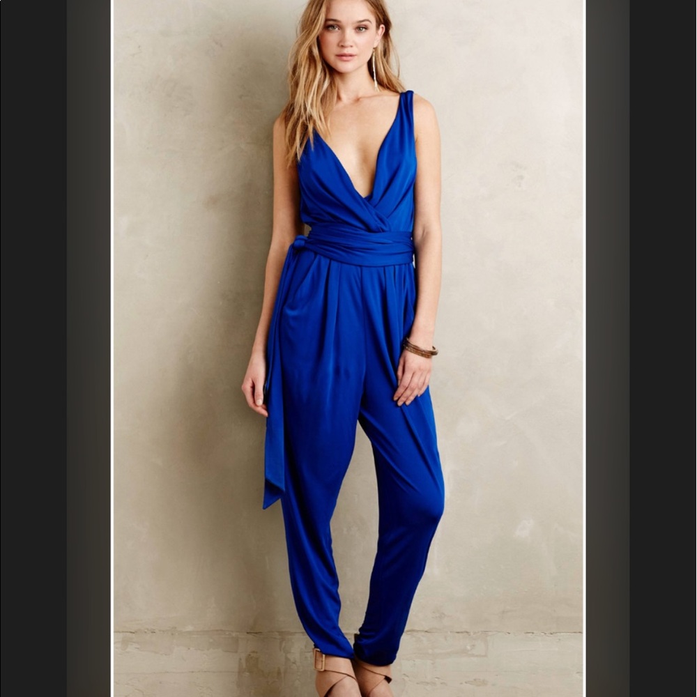 Anthropologie Jumpsuit in cobalt blue size Small